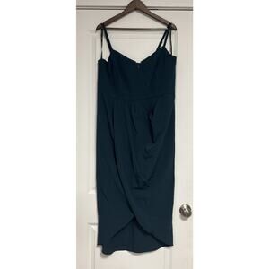 City Chic Sassy V Neck Midi Length Cocktail Dress In Emerald SZ 16 NWT